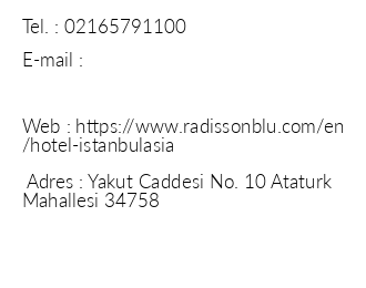 Radisson Blu Hotel stanbul Asia iletiim bilgileri